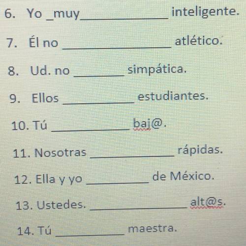 What would be the correct ser terms to go in the blanks