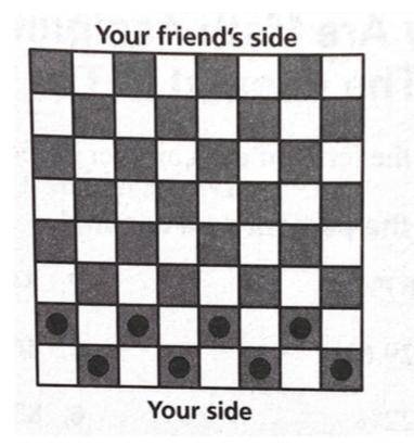 What percent of the shaded checker board squares have pieces?

PLEASE HELP I WILL GIVE BRAINLIEST