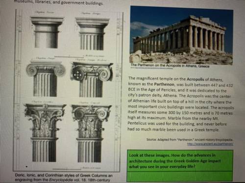 Look at these images. How do the advances in

architecture during the Greek Golden Age impact
what