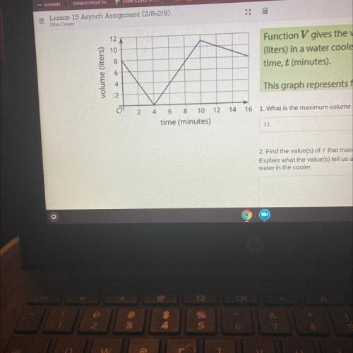 2. Find the value(s) of t that make V(t) = 4 true.

Explain what the value(s) tell us about the vo