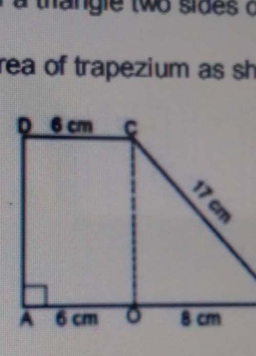 Calculate the area of trapezium as shown in the figure:o con6 cm​