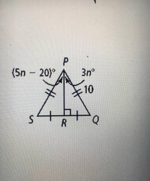Can you guys help?
Find the measure of angles SPR, and QPR