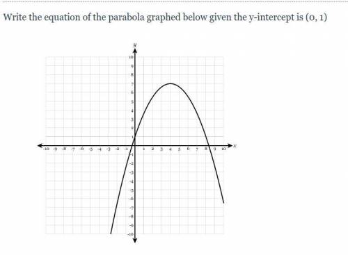 Write the equation of the parabola graphed below given the y-intercept is (0, 1)

Brainliest gets