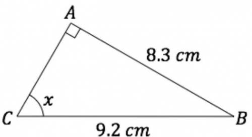 Work out the size of the angle marked x on the diagram.

Give your answer correct to 1 decimal pla