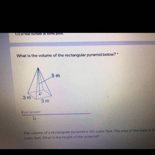 What is the volume of the rectangle pyramid below 5 m 3 m 3 m