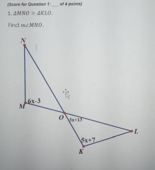 Find x and Find m<MNO please help fast​