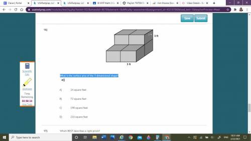 What is the surface area of the 3-dimensional shape?