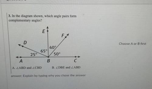In the diagram shown, which angle pairs form complementary angles?​