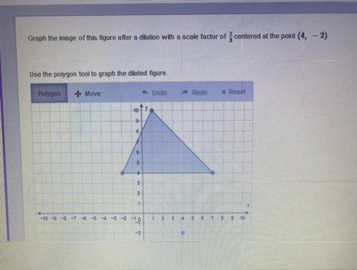 Graph the image of this figure after a dilation with a scale factor of centered at the point (4, -