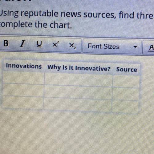 Part A

Using reputable news sources, find three inventions or innovations that have been made wit