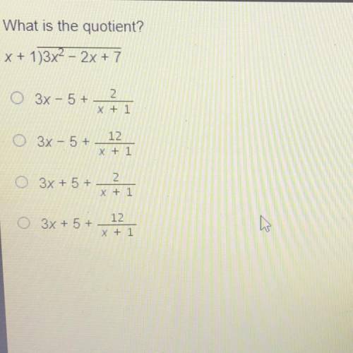 What is the quotient?
X+1 /3x^2-2x+7