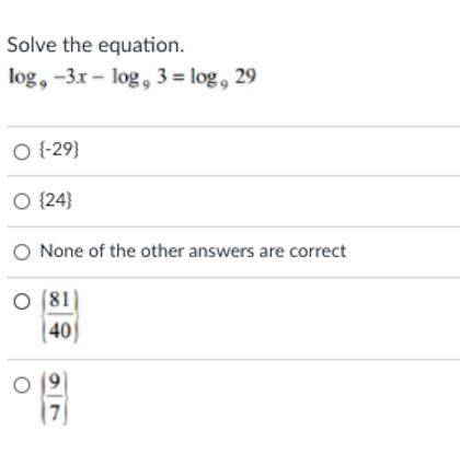 Solve the equation multiple choice