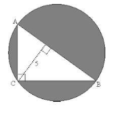 Side AB of the triangle is also the diameter of the circle. If the triangle has an area of 30in2, w