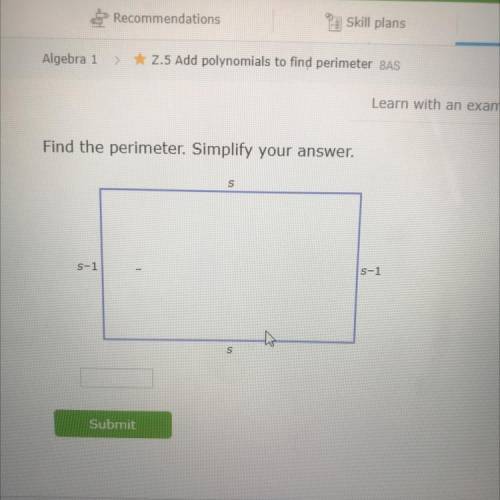 Find the perimeter. Simplify your answer.
S
S-1
S-1
S