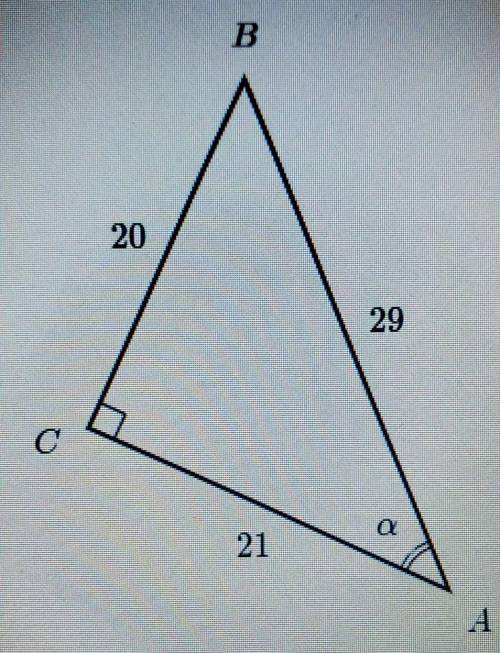 Find sin(a) in the triangleA: 20/21B: 21/20C: 20/29D: 21/29​