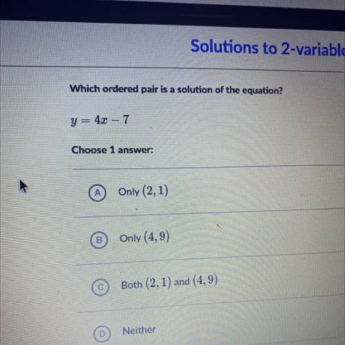 Which ordered pair is a solution of the equation ?