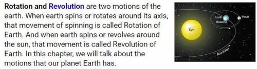 1. What is the spinning mo tion of the earth called? = rotation