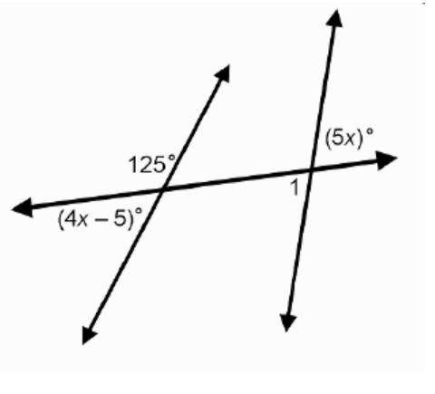 PLEASE HELP!!! In the diagram, what is the measure of angle 1 to the nearest degree?

A transversa