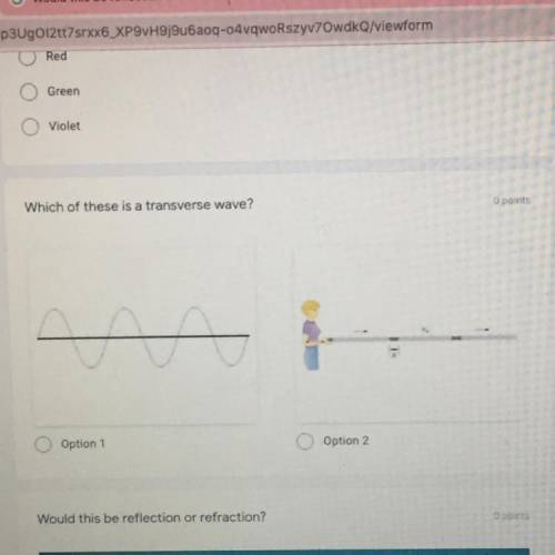 Which of these is a transverse wave? Help pls
