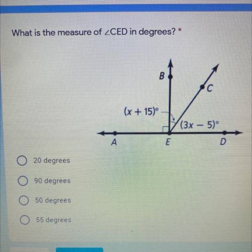 What is the measure of ZCED in degrees?