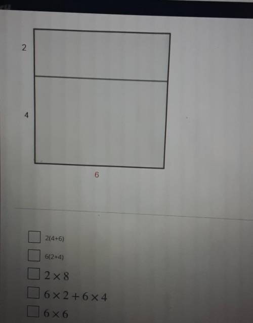 Choose the expression that represents the area of the large, outer rectangle. Select all that apply