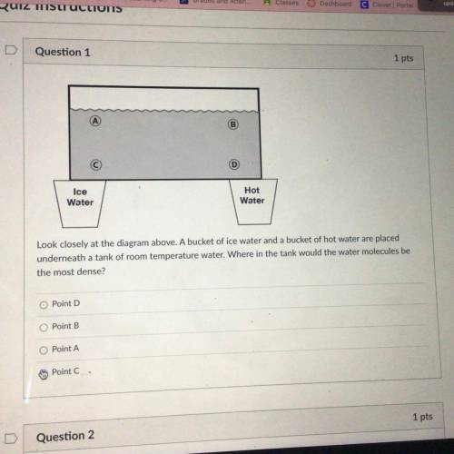 Where in the tank would the water molecules be the most dense? Please help