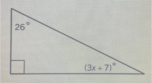 What is the value of x in the triangle shown
A. 116
B. 57
C. 19
D. 123