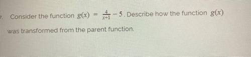 Please help me describe how the function was transformed from the parent function