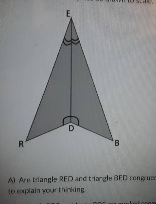 Is trinagle RED and triangle BED congruent? Please use claim, evidence, and reasoning ​