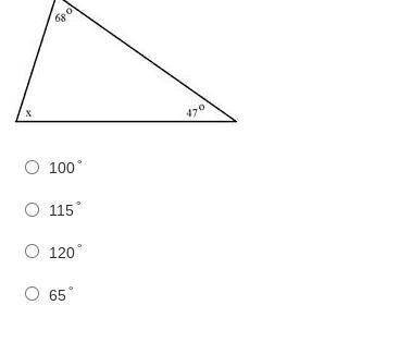 Find the value of x, the missing angle measurement:
(image attached)