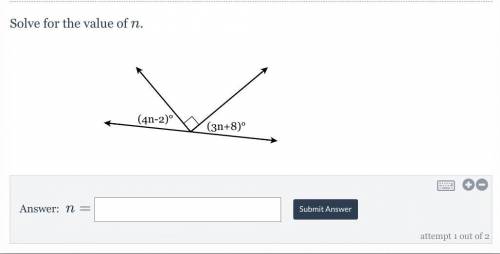 Solve for the value of n.
pls help :(