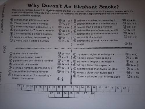 Why doesn't an elephant smoke?

its the bottom columns i need help with i just need like the words