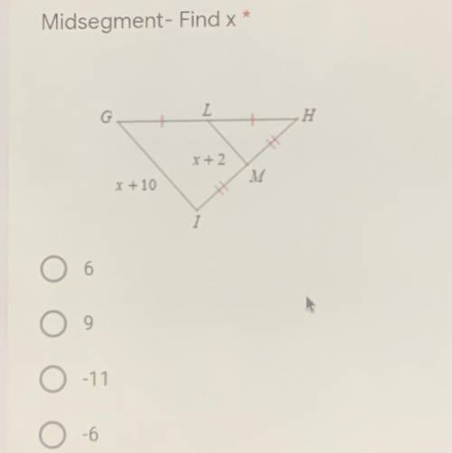 Mid segment- find x (picture)