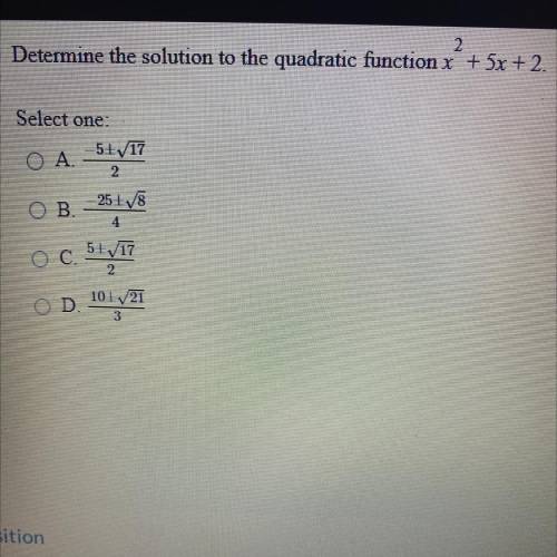 Please determine the solution to this quadratic function x^2+5x+2