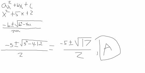 Please determine the solution to this quadratic function x^2+5x+2