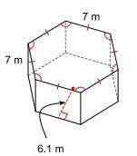What's the lateral area of the drawing
A. 284m²
B.232m²
C.294m²
D.588m²
