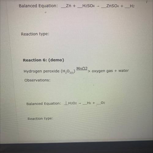 Balanced Equation:
H2O2-
H2 + O2