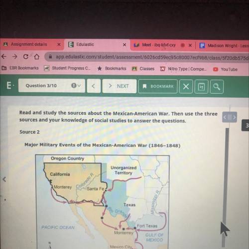 Using Source 2, which statement best describes the military campaigns

of the Mexican-American War