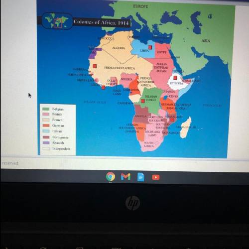 Select the two African regions on the map that remained independent through the nineteenth century.