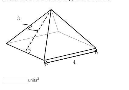 Ind the surface area of the square pyramid shown below.