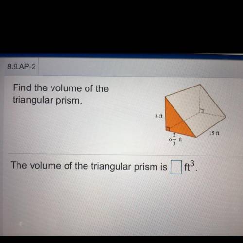 Find the volume of the
triangular prism.