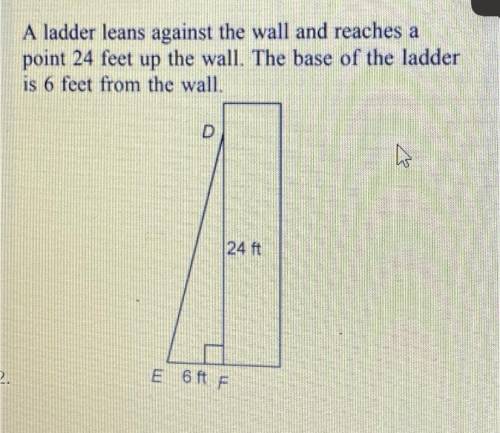 A ladder leans against the wall and reaches a

point 24 feet up the wall. The base of the ladder
i