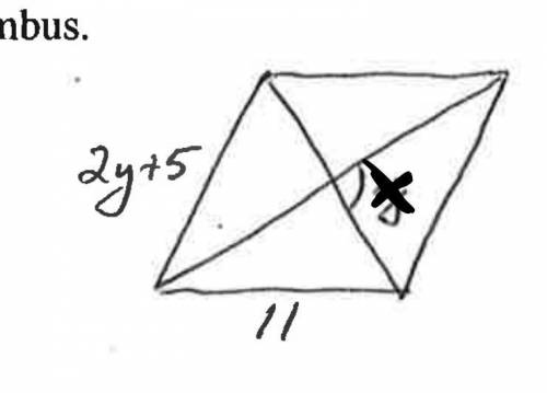 Find x in the rhombus (help pls) , no silly answers