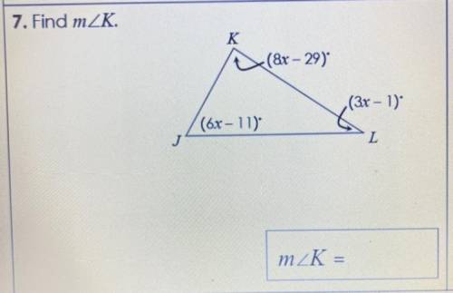 Find the measure of angle k