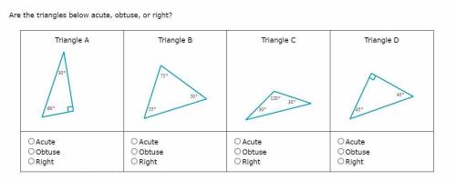 Are the triangles below obtuse, acute, or right?