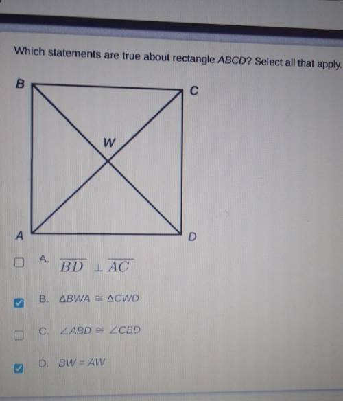 Which statements are true about rectangle ABCD?​