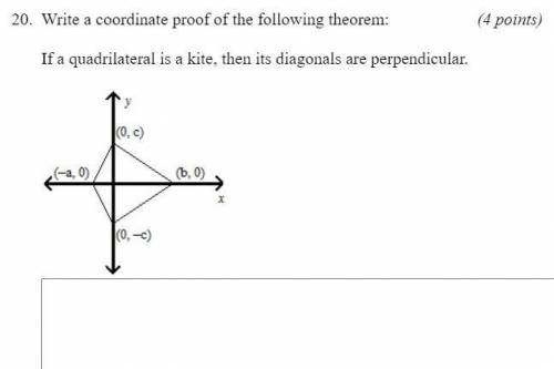 Can someone please help me with this, I have no idea!!

Write a coordinate proof of the following