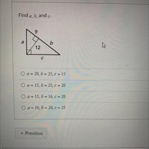 Find a,b,and c for the answer