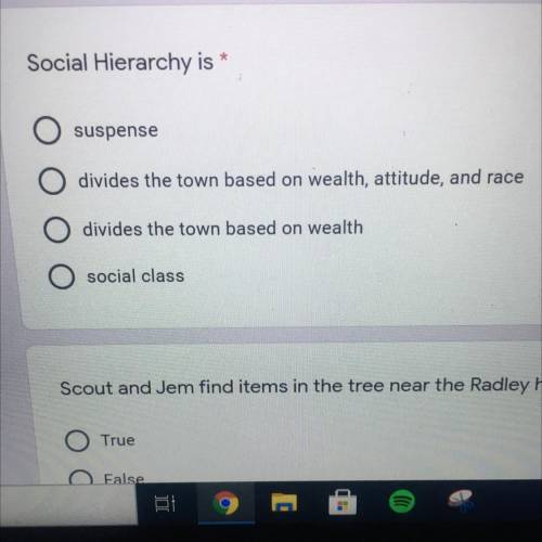 Social Hierarchy is

suspense
divides the town based on wealth, attitude, and race
divides the tow