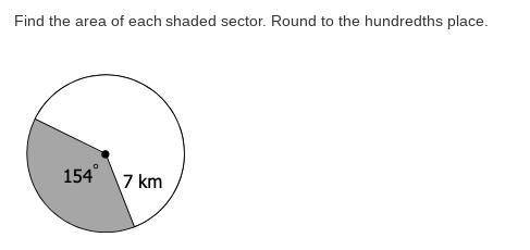 Find the area of each shaded sector. Round to the hundredths place.